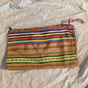 Vintage Handwoven Wool Zip Bag, Peru, New
